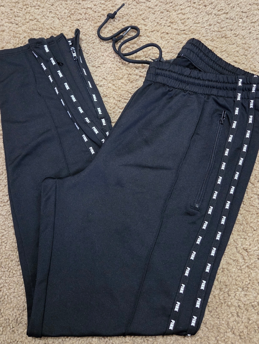 PINK Victoria's Secret Large Zip Ankle Zip Pocket Trackpants